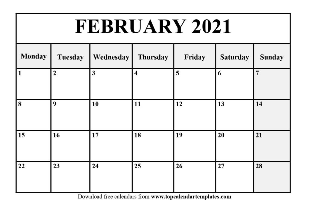 february 2021 calendar