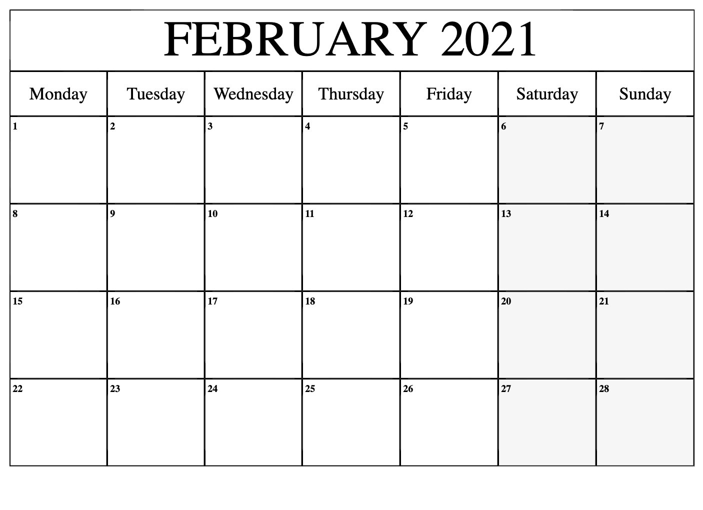 february 2021 calendar