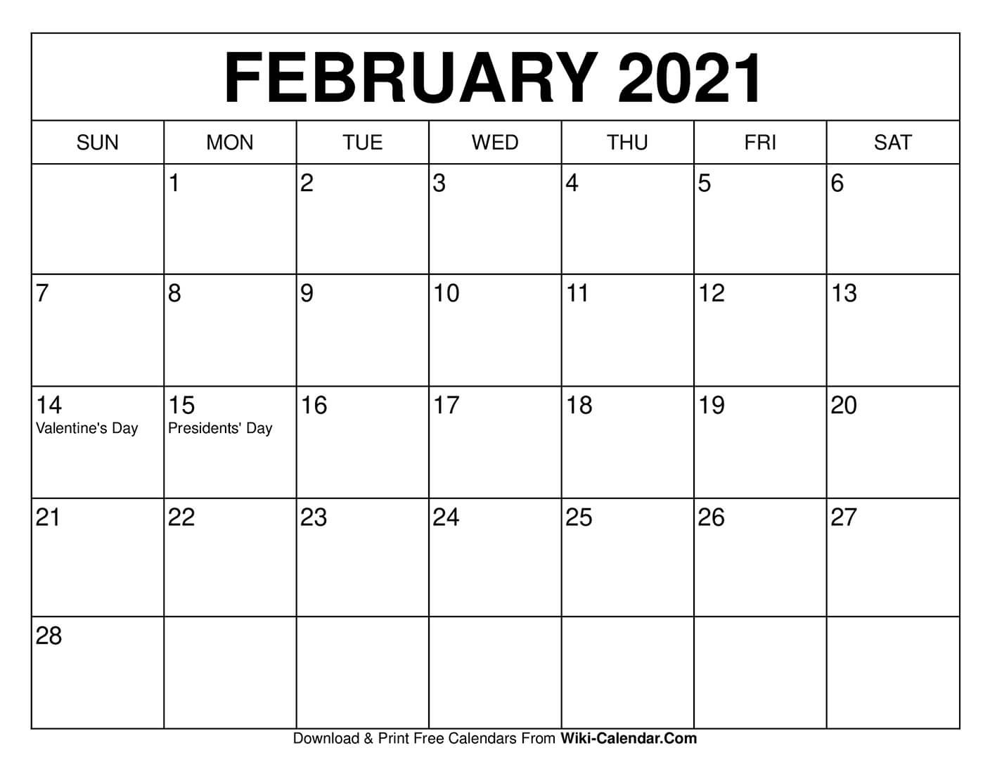 google calendar 2021 printable february