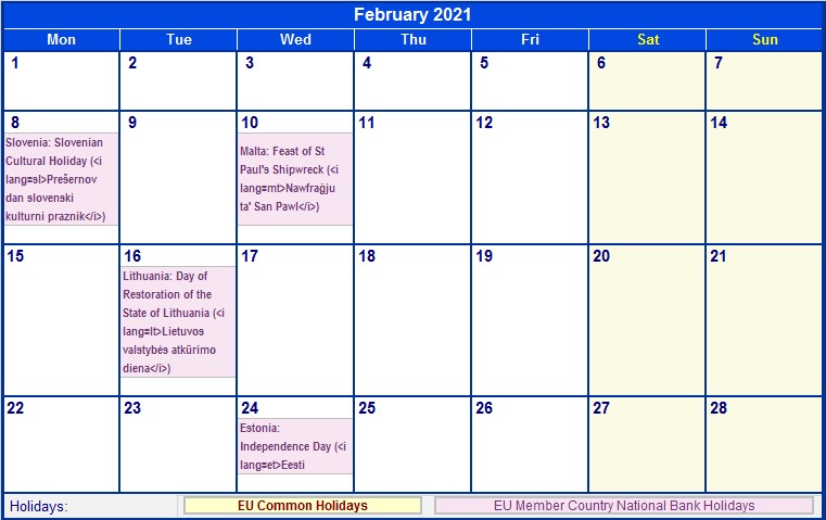 Printable Calendar February 2021