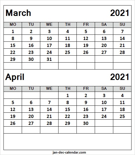 free march april 2021 calendar excel