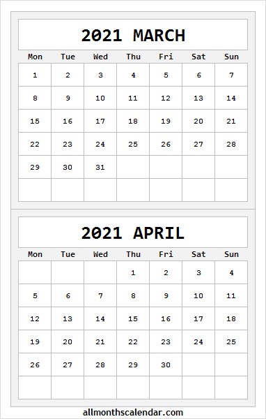 march april 2021 calendar excel