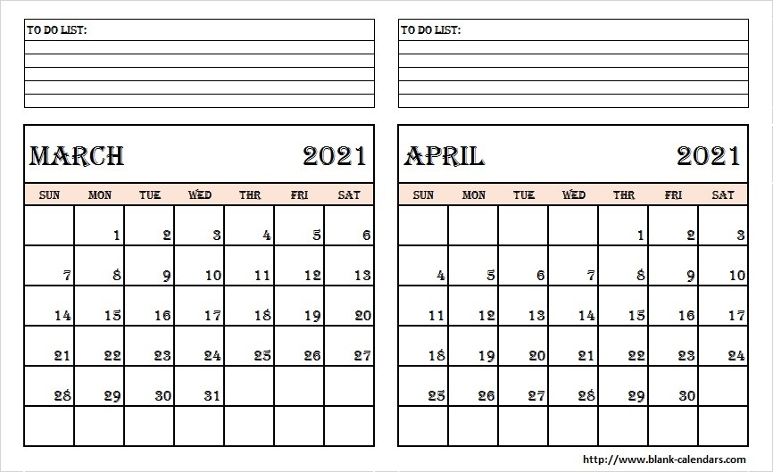 march april 2021 calendar