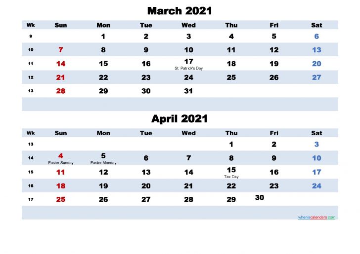 March April 2021 Calendar Printable | Free Printable Calendar Monthly