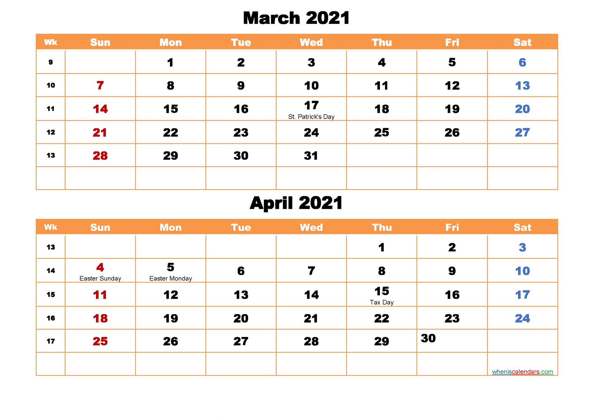 march april 2021 calendar printable holidays 2 month arialblk 6 two21m32