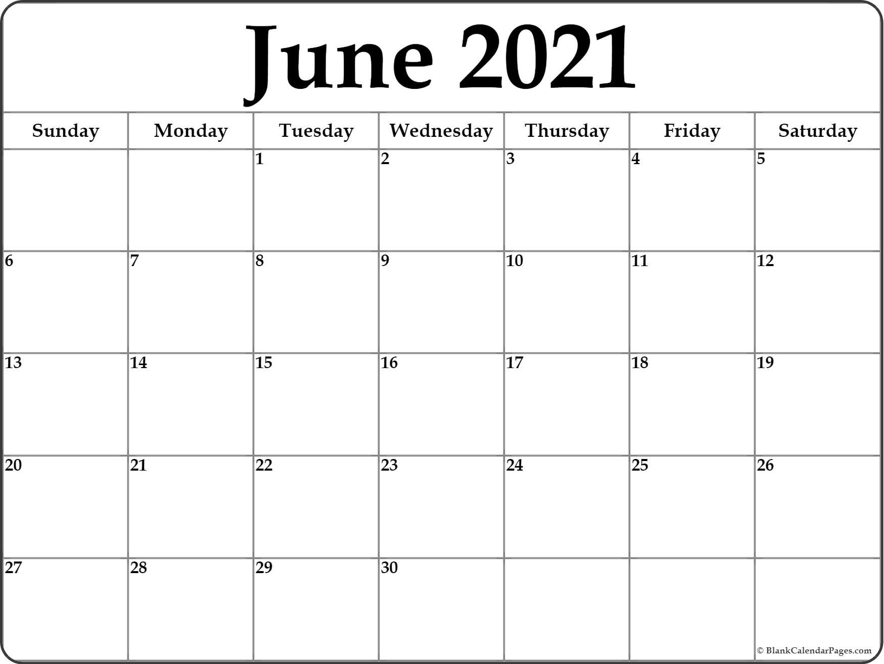 June 2021 calendar