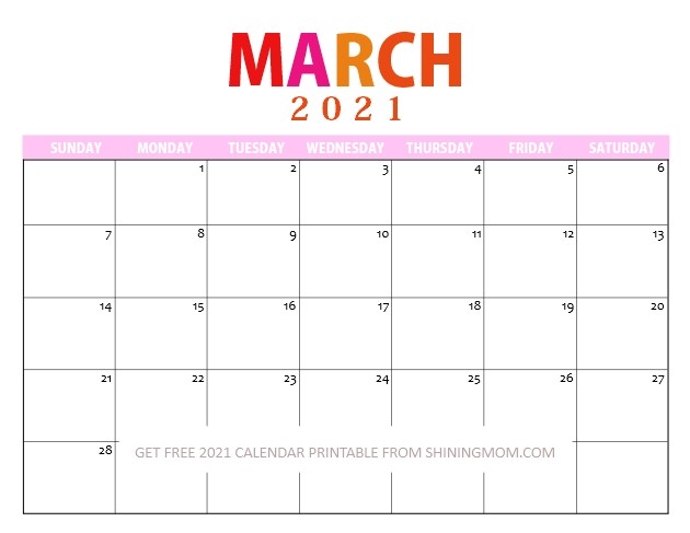 2021 printable calendar pdf