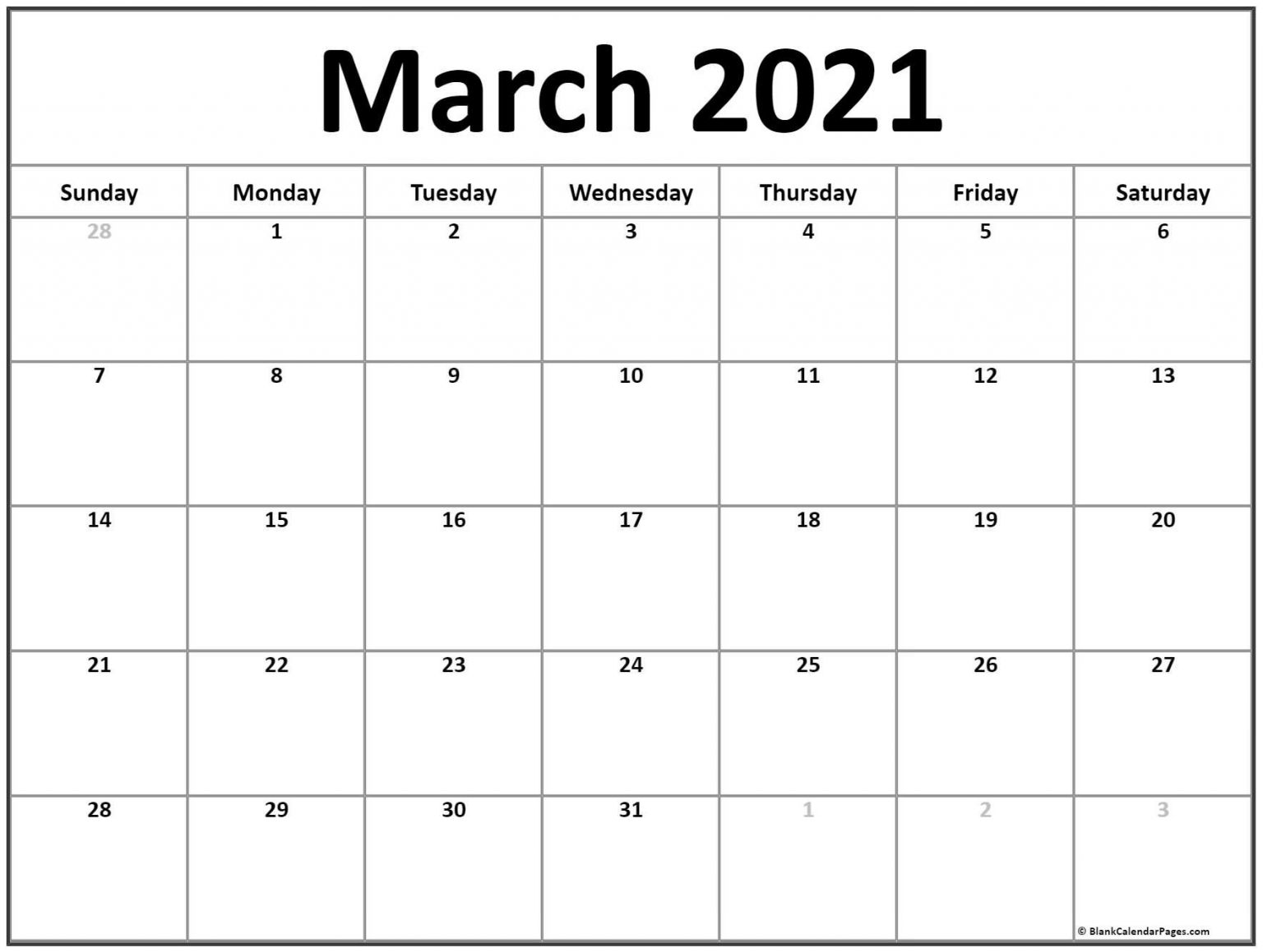 Printable March 2021 Calendar | Free Printable Calendar Monthly