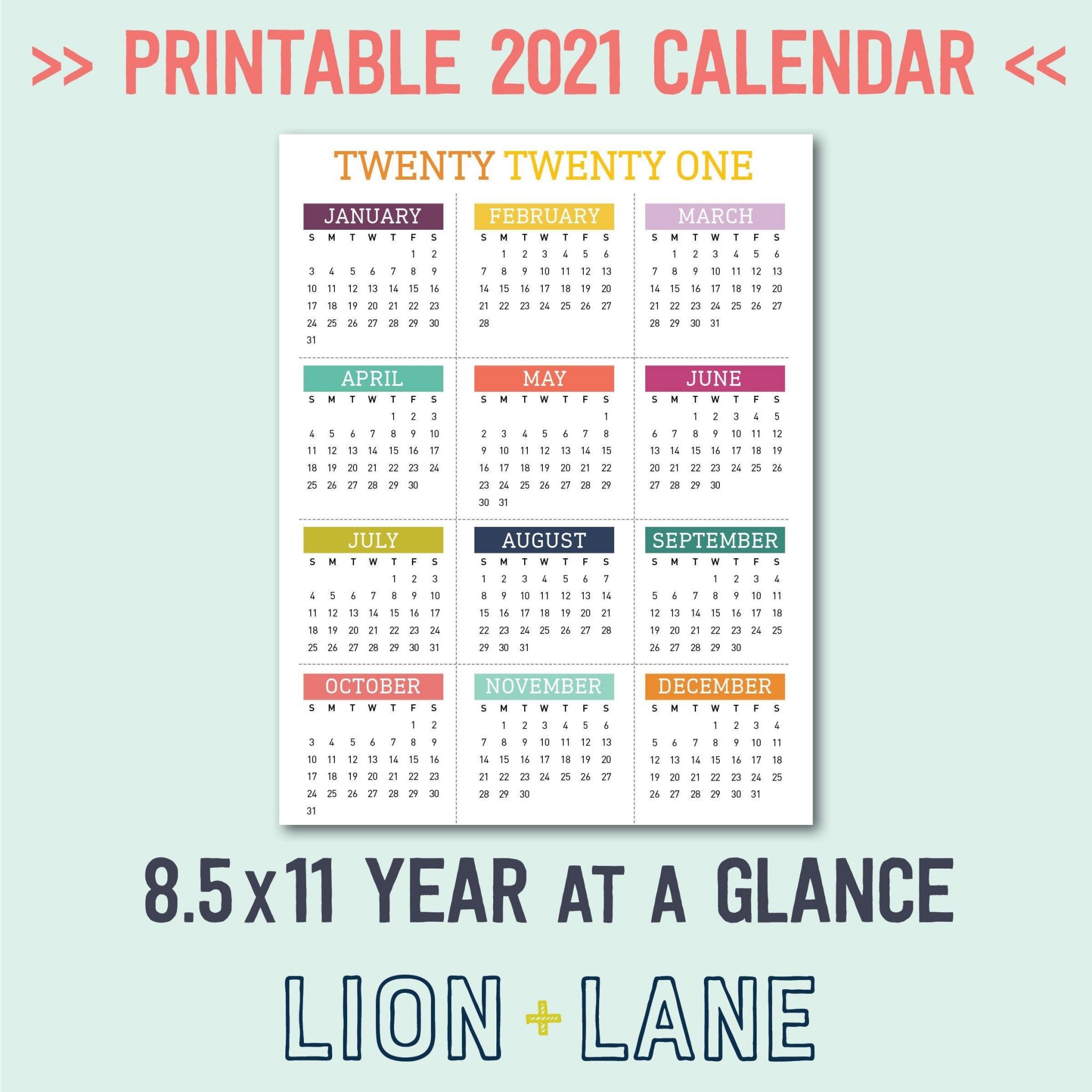 2021 calendar 8 5 x 11