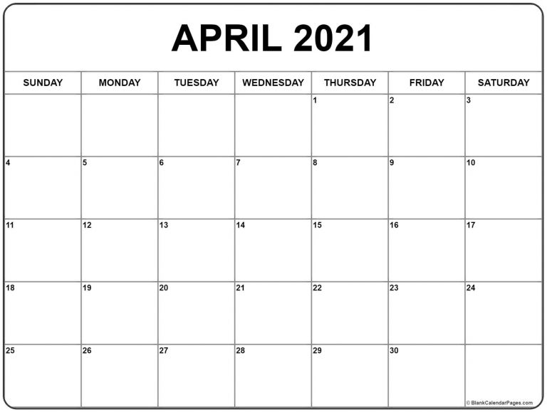 April 2021 Calendar Template | Free Printable Calendar Monthly