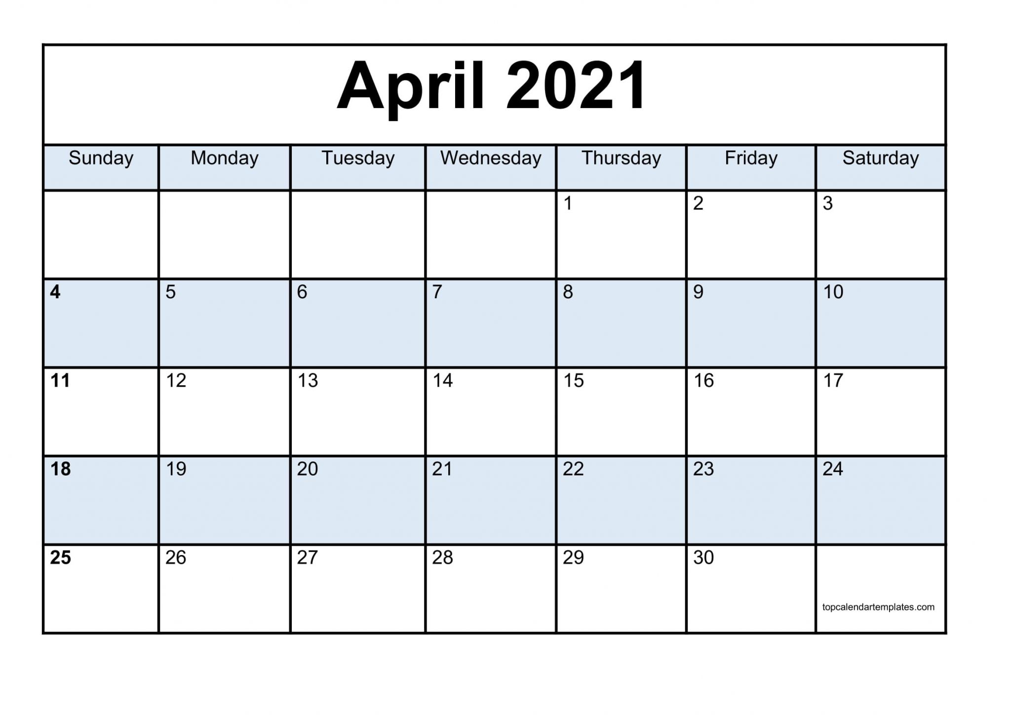 april 2021 calendar