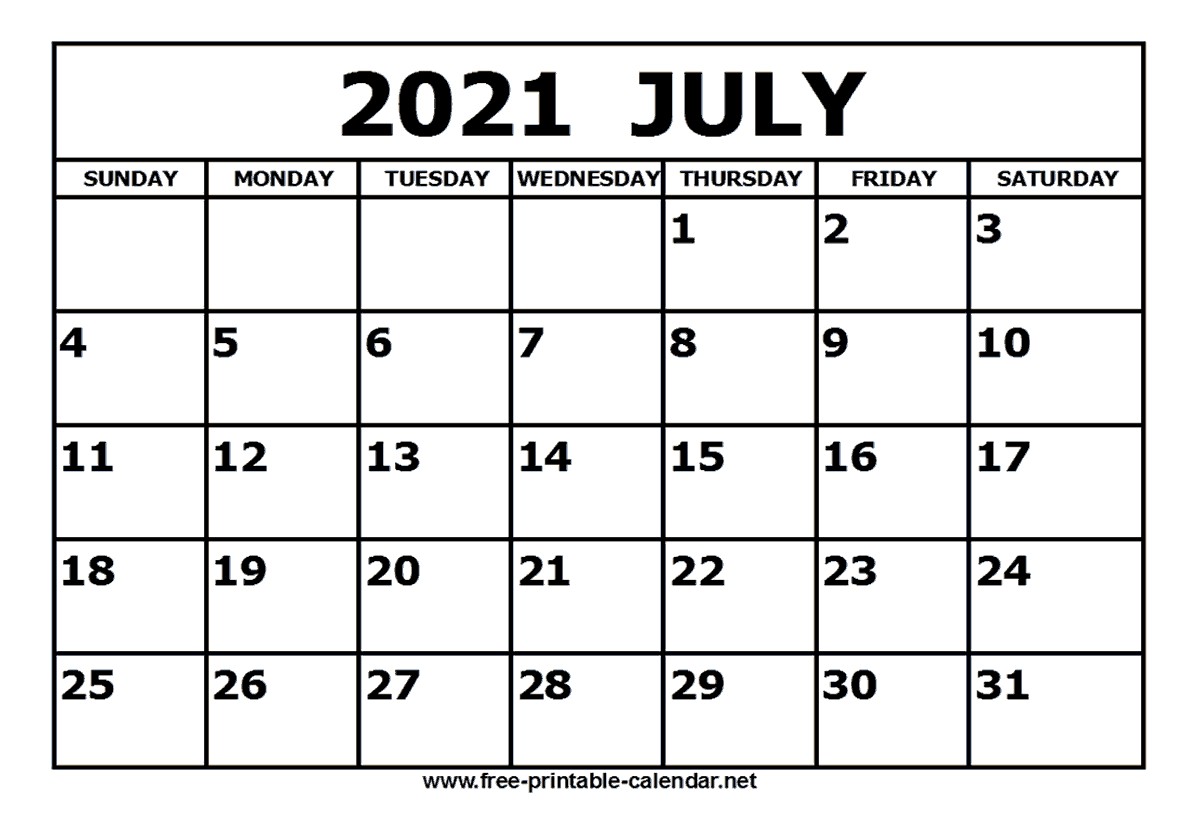 july 2021 calendar