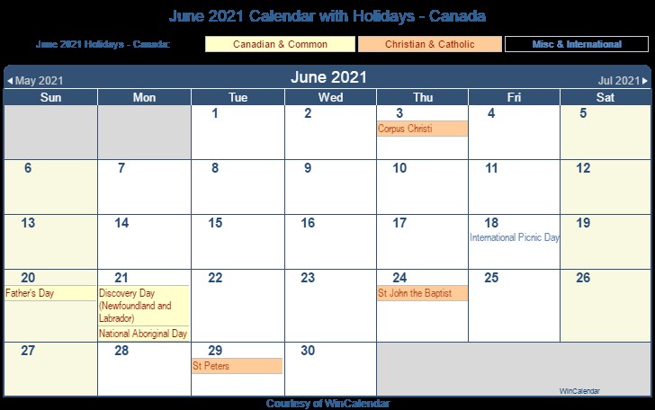 Printable Calendar June 2021