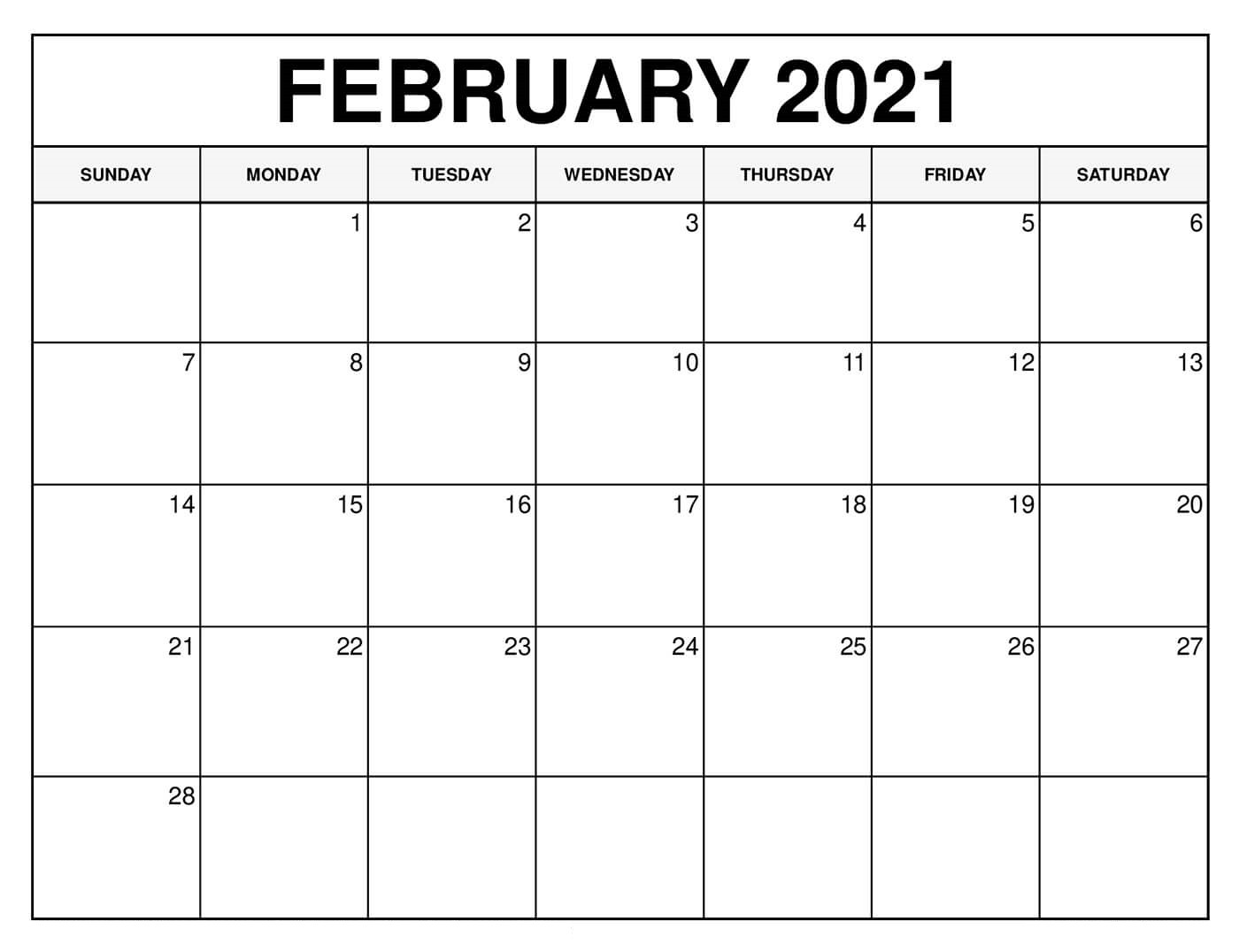 february 2021 calendar