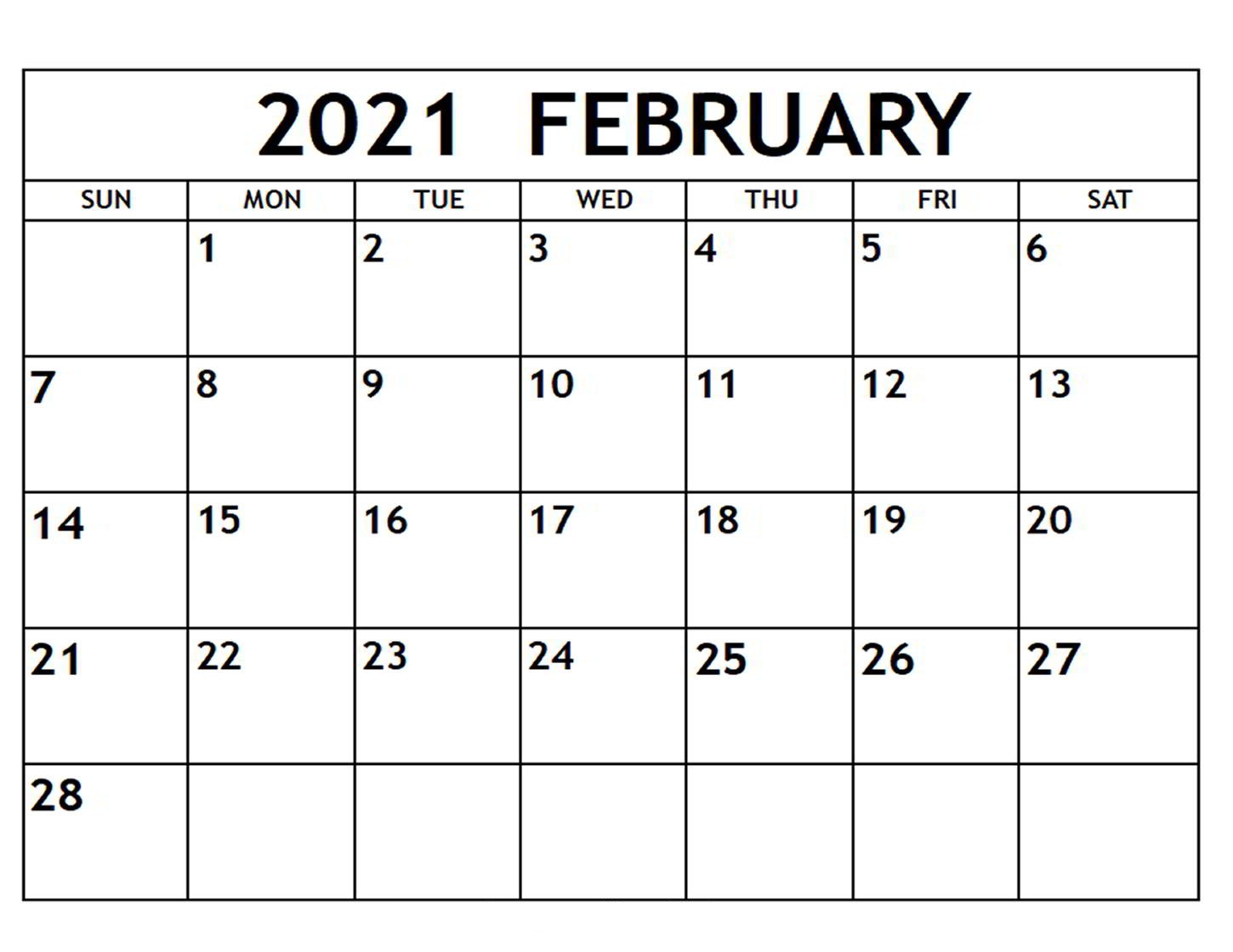 february 2021 calendar