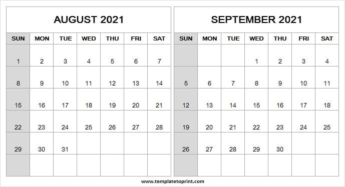 print calendar august september 2021