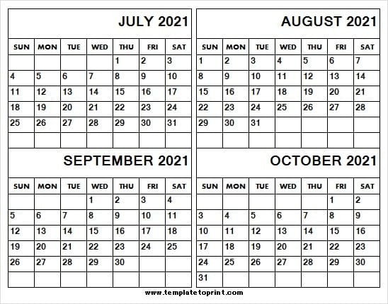 2021 july to october calendar