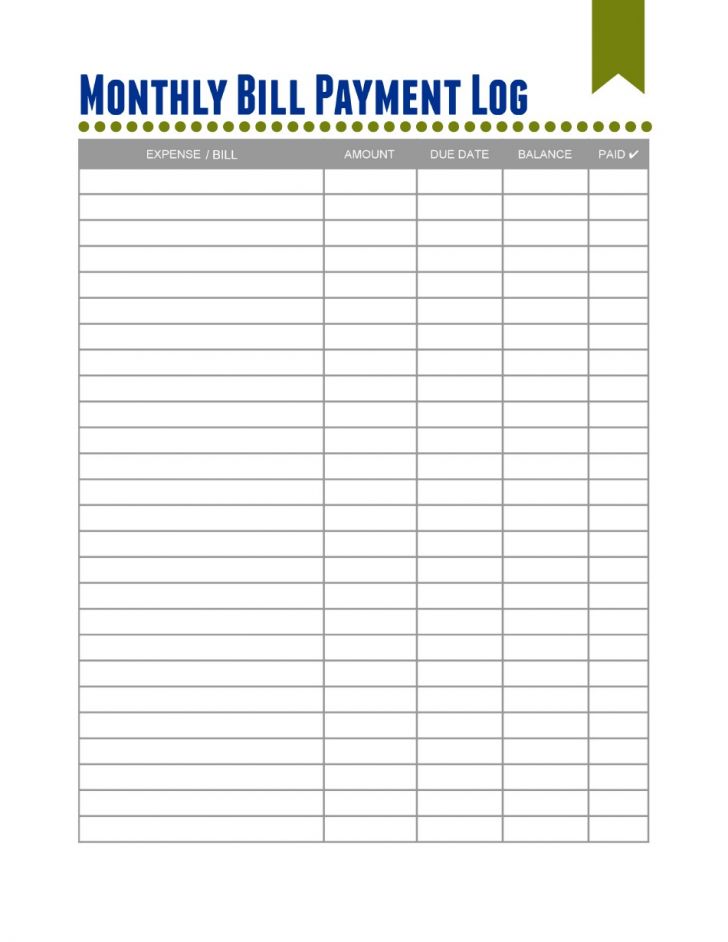 Monthly Bill List form 2021 | Free Printable Calendar Monthly