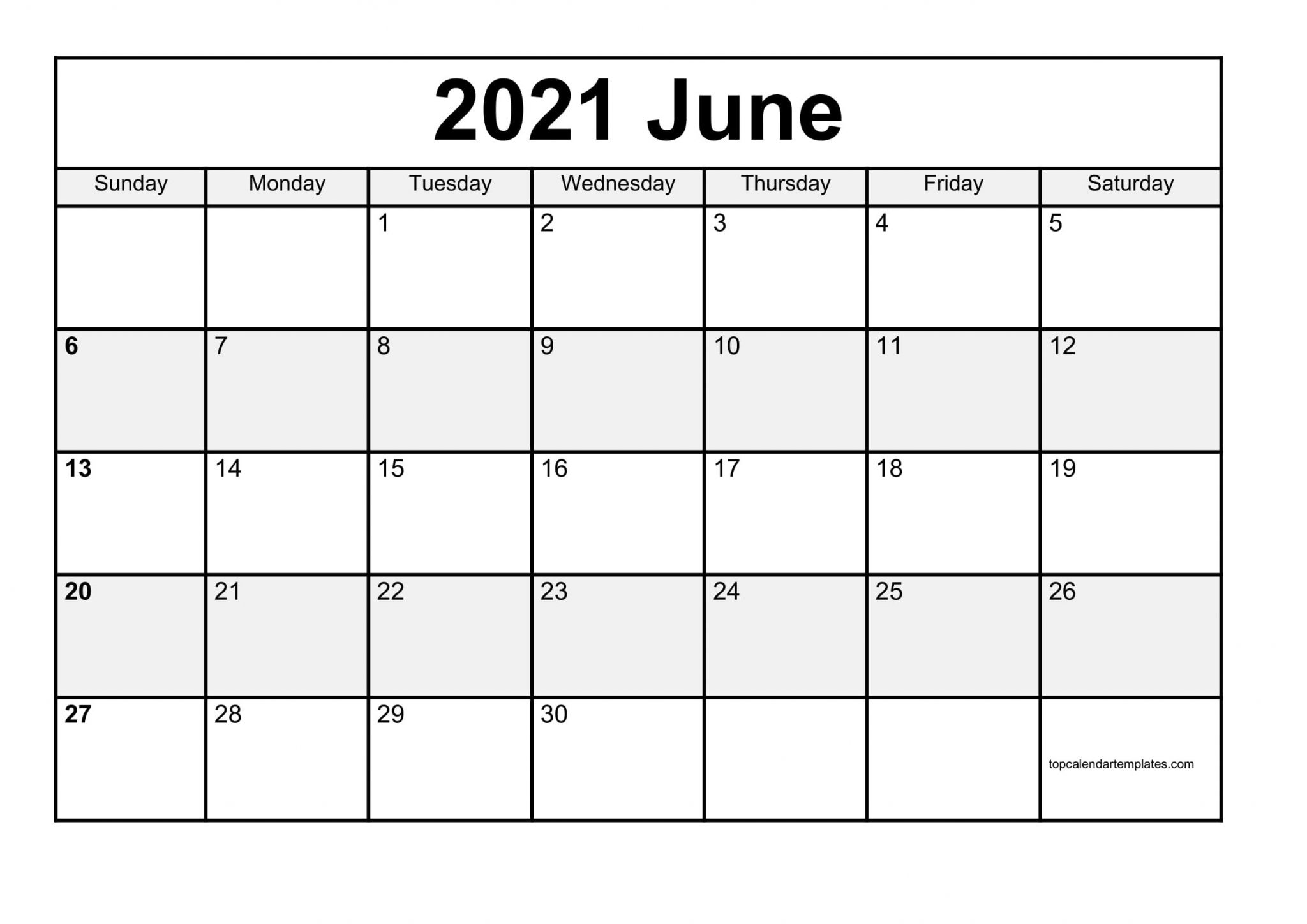 june 2021 printable calendar