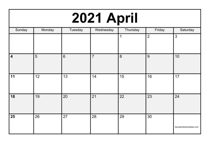 Printable April 2021 Calendar 