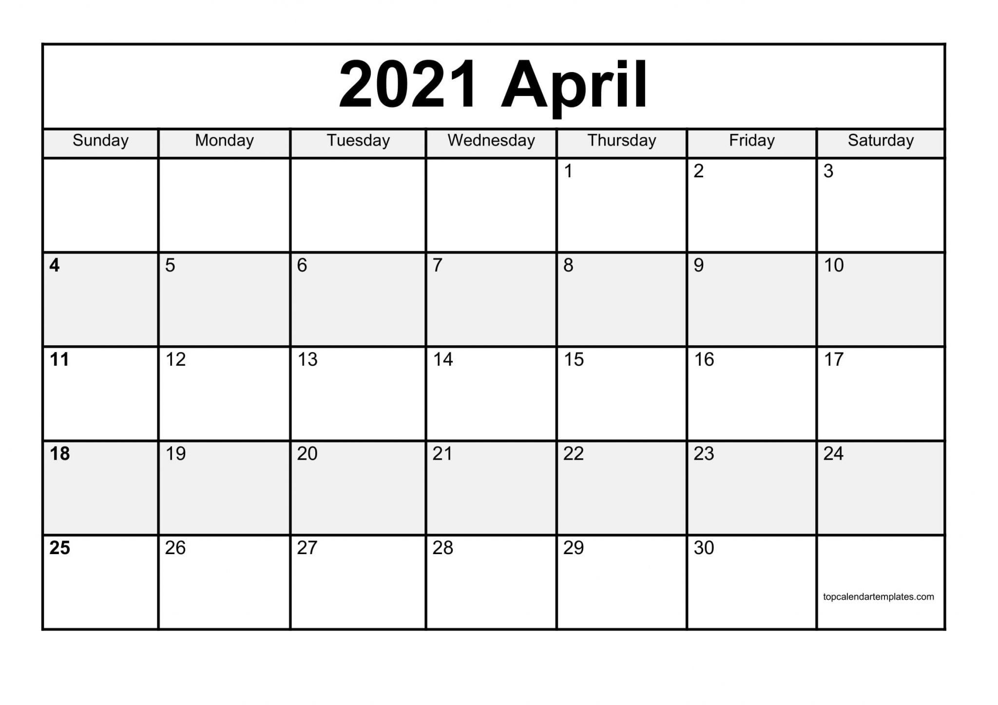 Printable April 2021 Calendar Free April 2021 Printable Calendar In Editable format