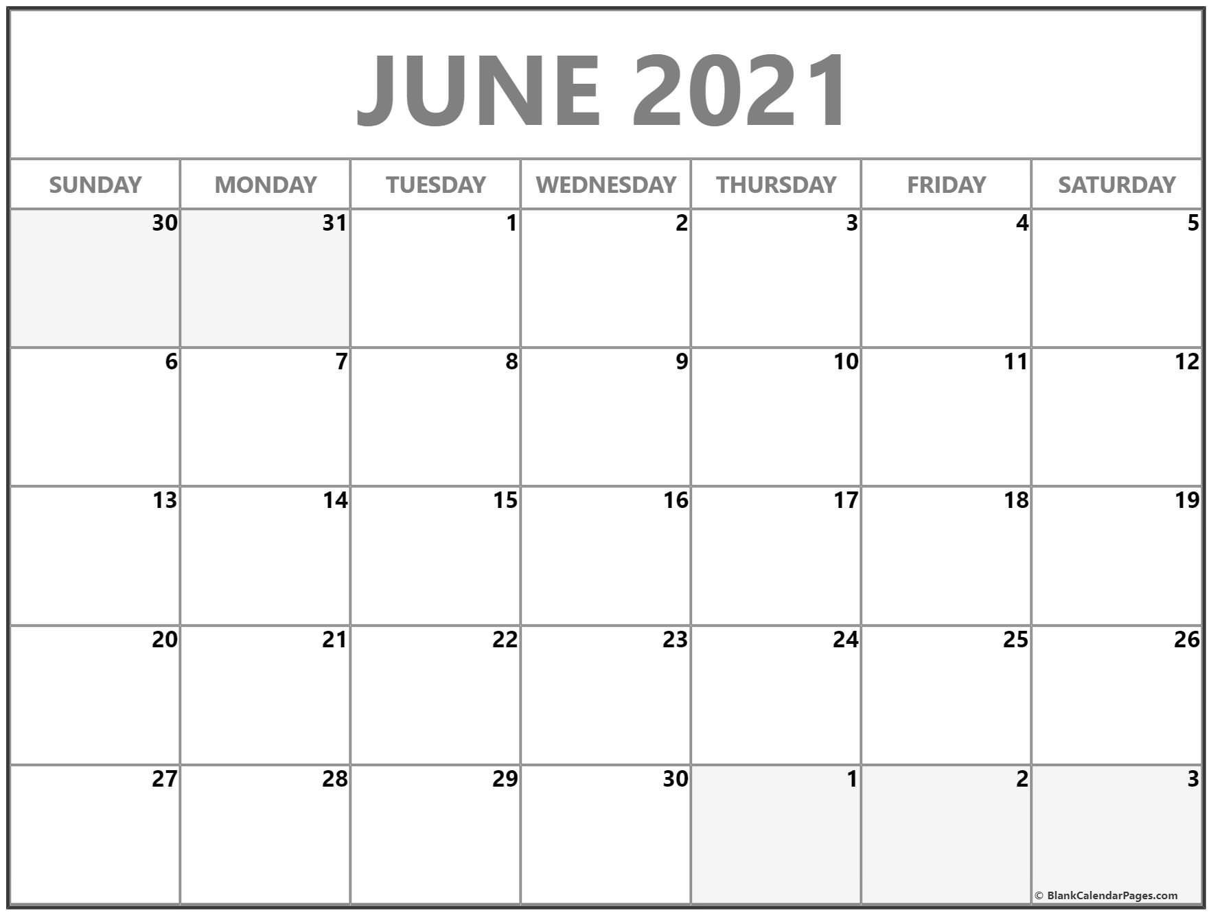 Printable June 2021 Calendars | Free Printable Calendar Monthly