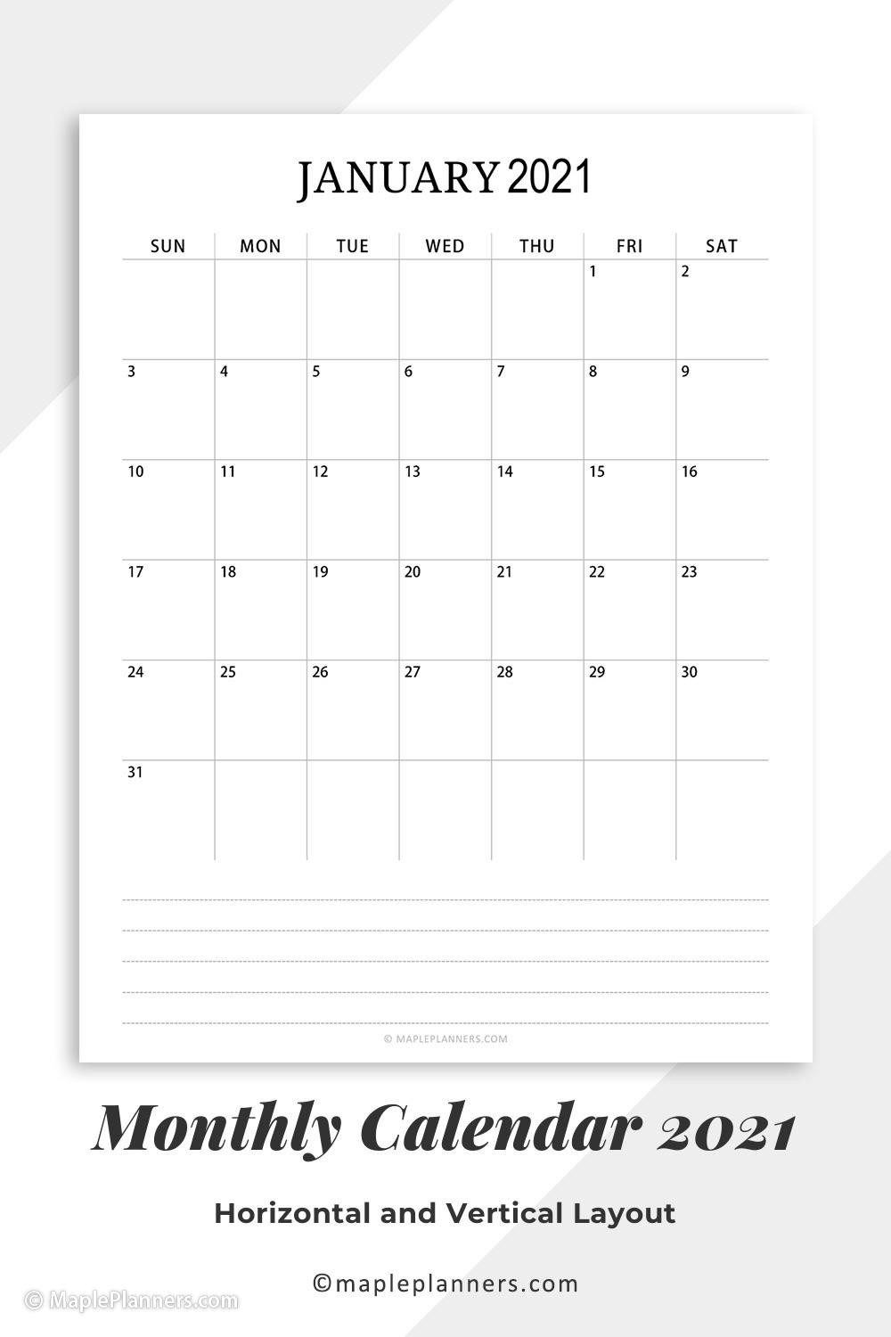 Printable Monthly Planner for 2021 Templates | Free Printable Calendar ...
