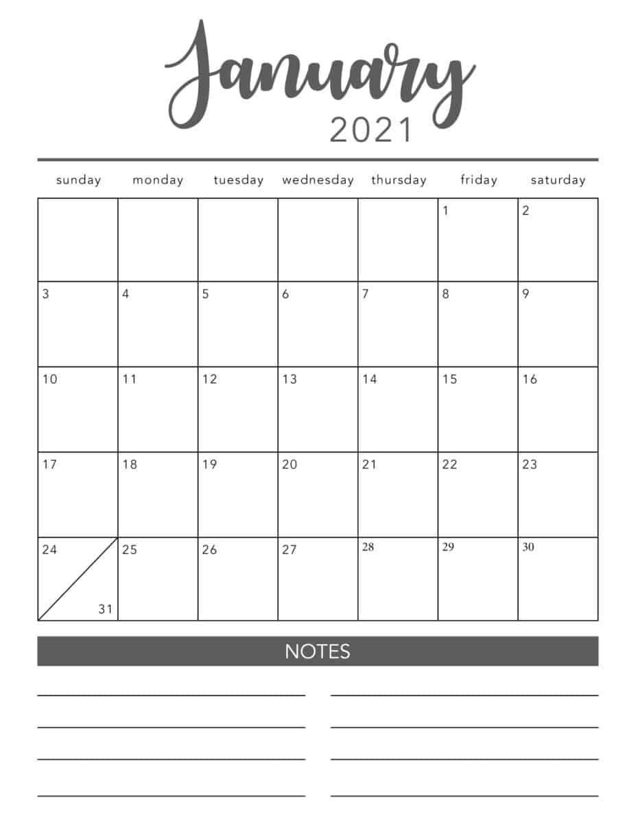 n printable 2021 monthly calendar pages