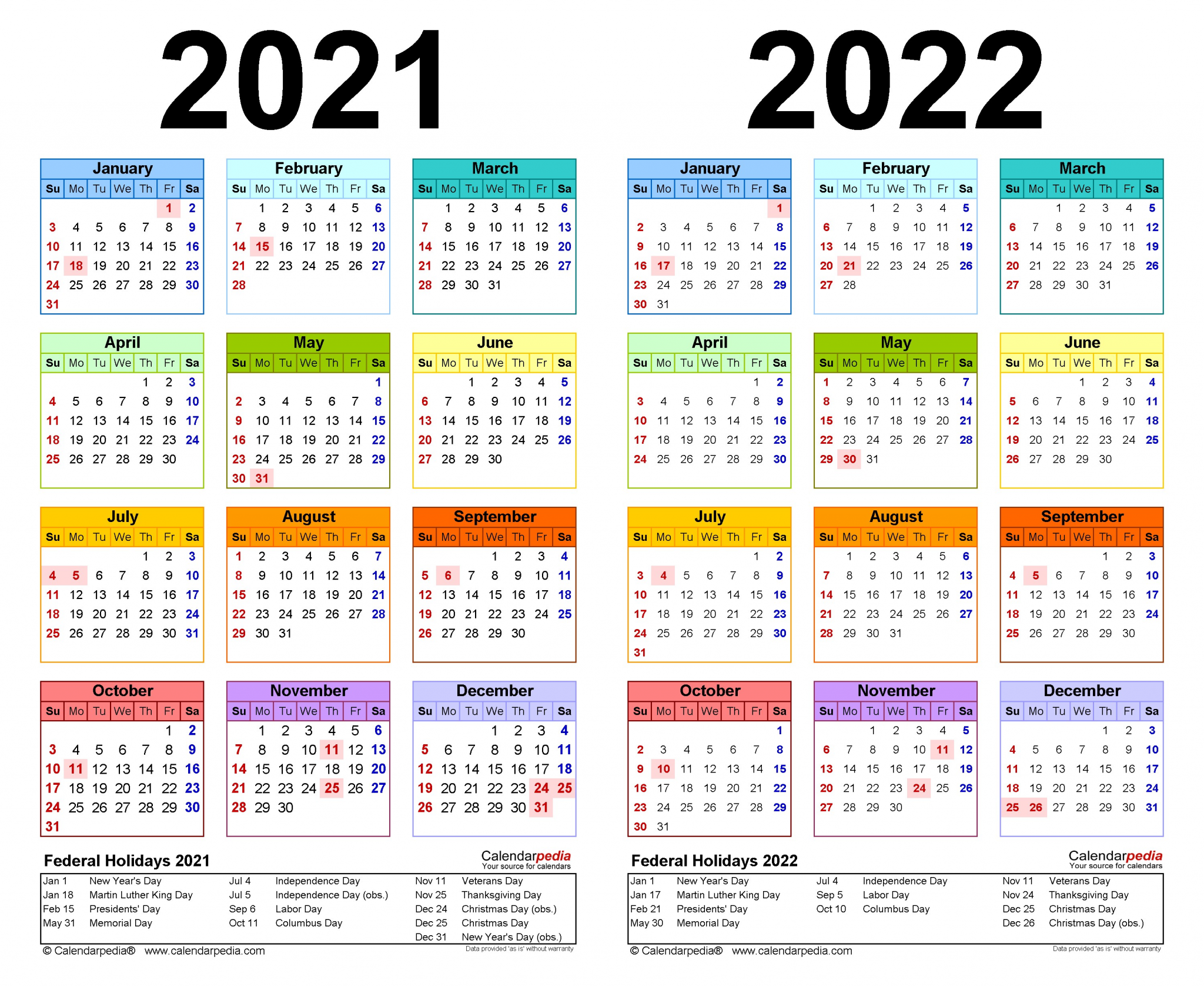 two year 2021 2022 calendar word templates