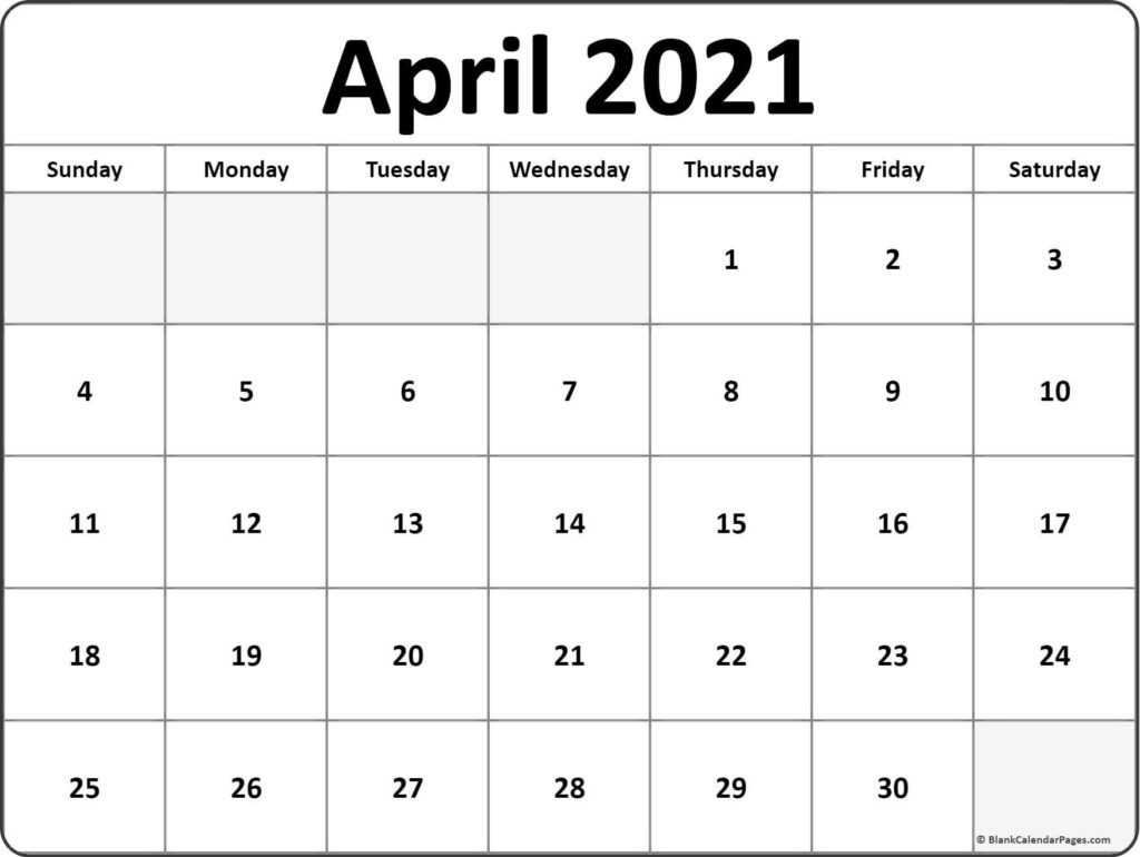 april 2021 printable calendar