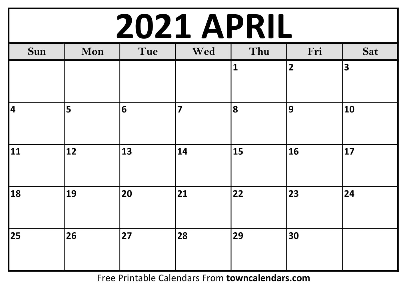 april 2021 calendar