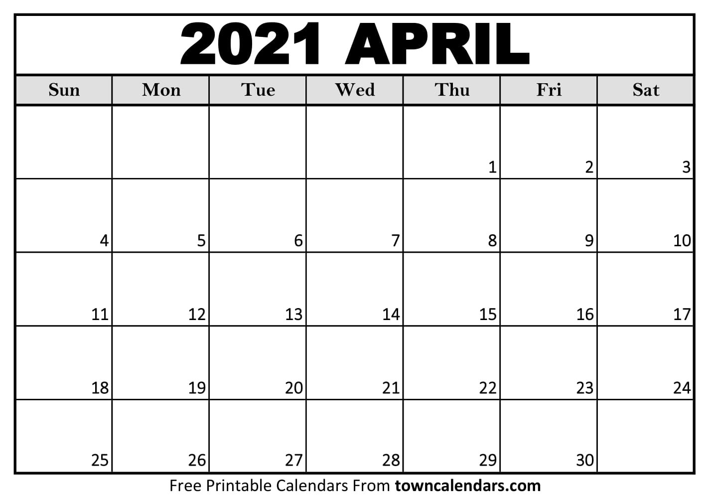 april 2021 calendar