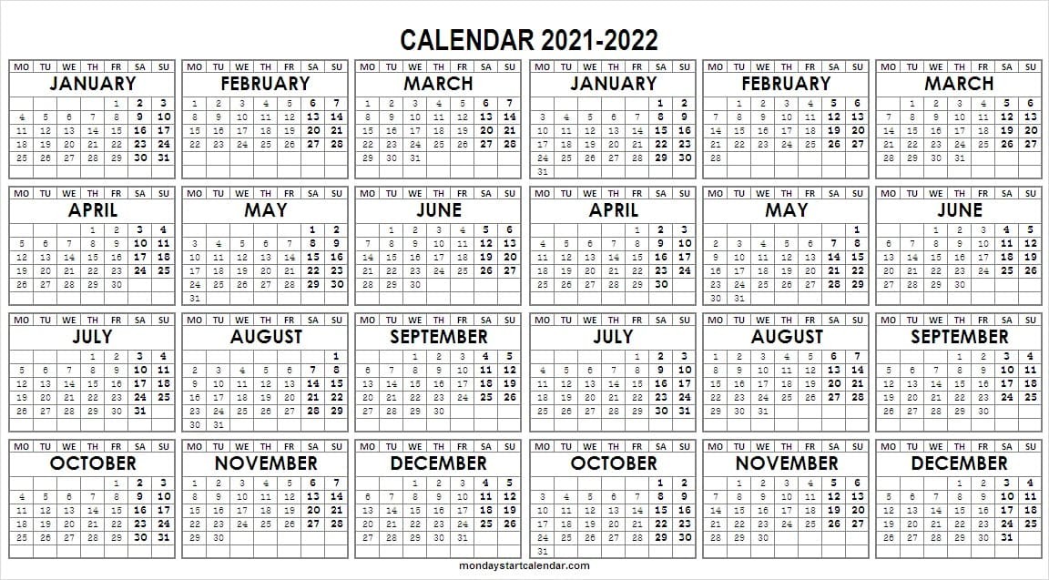 2021 to 2022 calendar