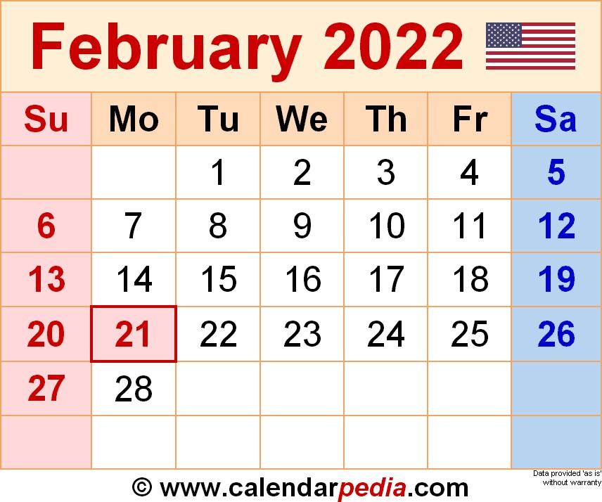 2022 February Calendar Printable February 2022 Calendar