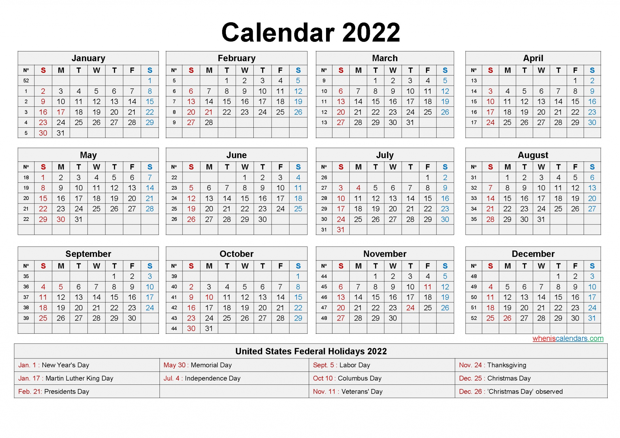 2022 Printable Calendar Free Printable Calendar Monthly