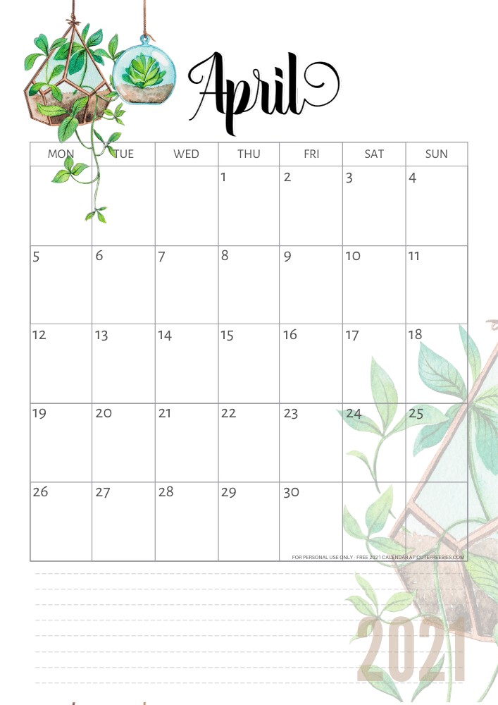 free printable calendar monthly pdf plants