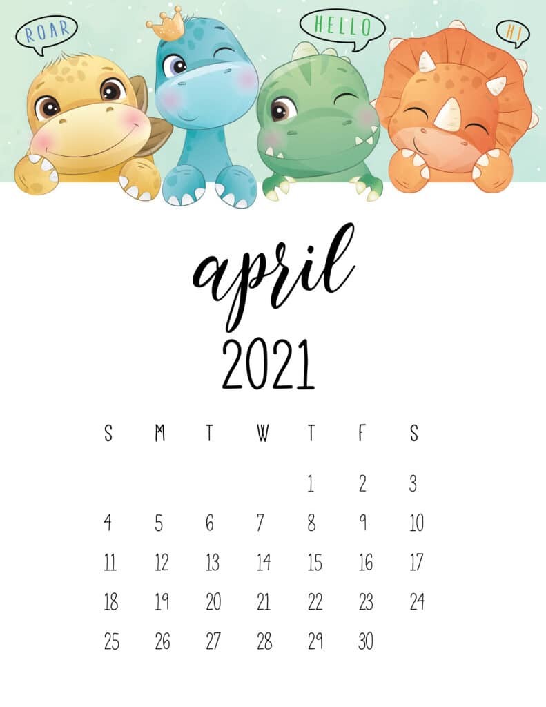 cute dinosaurs 2021 calendar