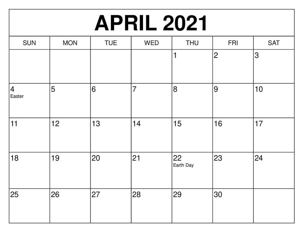 free printable april 2021 calendar with holidays