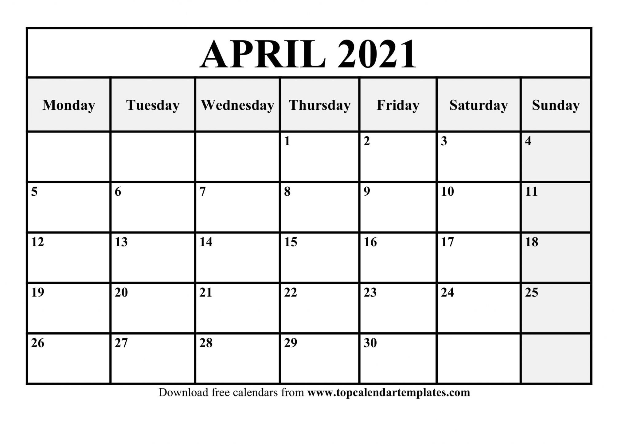 April Calendar Printable 2021 Free April 2021 Calendar Printable Pdf Word Templates