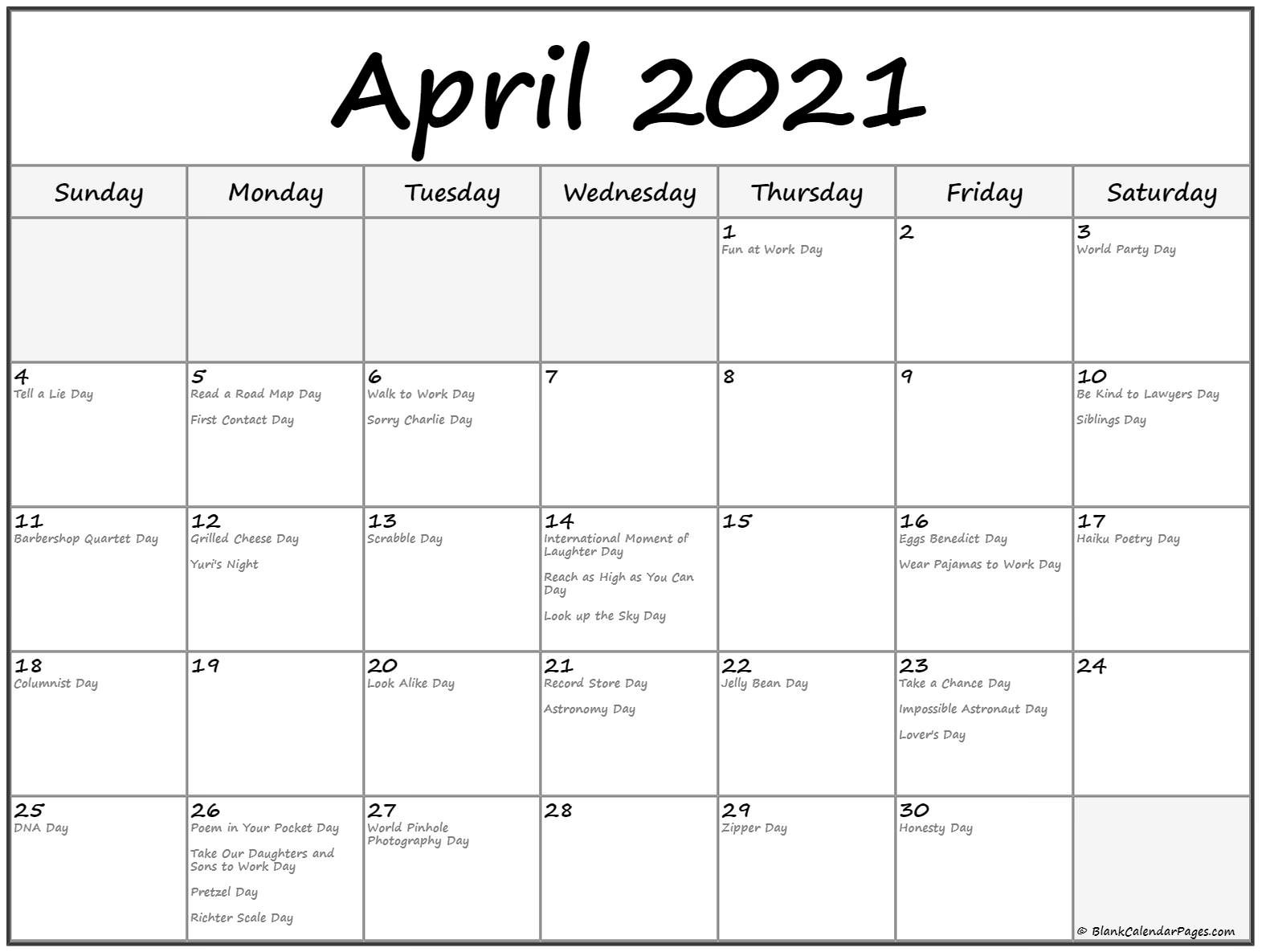 April 2021 calendar