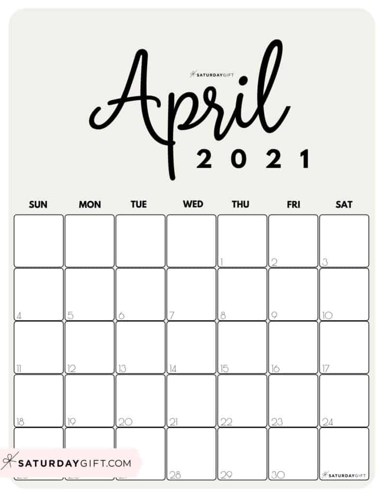 April Month Calendar 2021 Cute &amp; Free Printable April 2021 Calendar