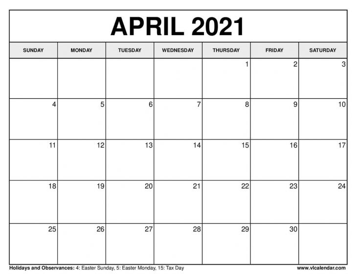 Blank Calendar April 2021 | Free Printable Calendar Monthly