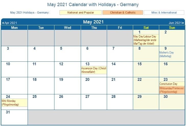 calendar may 2021 with holidays