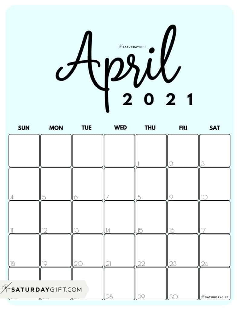 Calendar Month April 2021 Cute &amp; Free Printable April 2021 Calendar