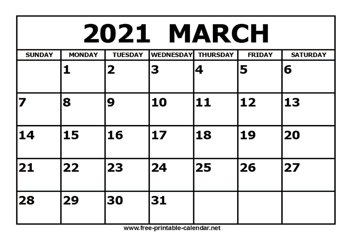 march 2021 calendar