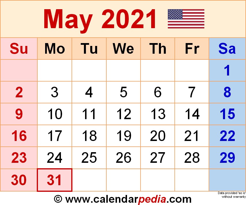 may 2021 calendar