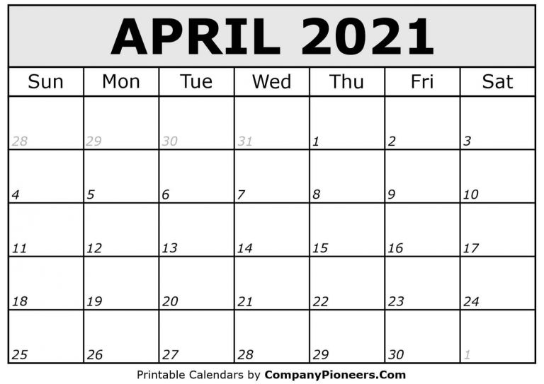 Daily Calendar 2021 April | Free Printable Calendar Monthly