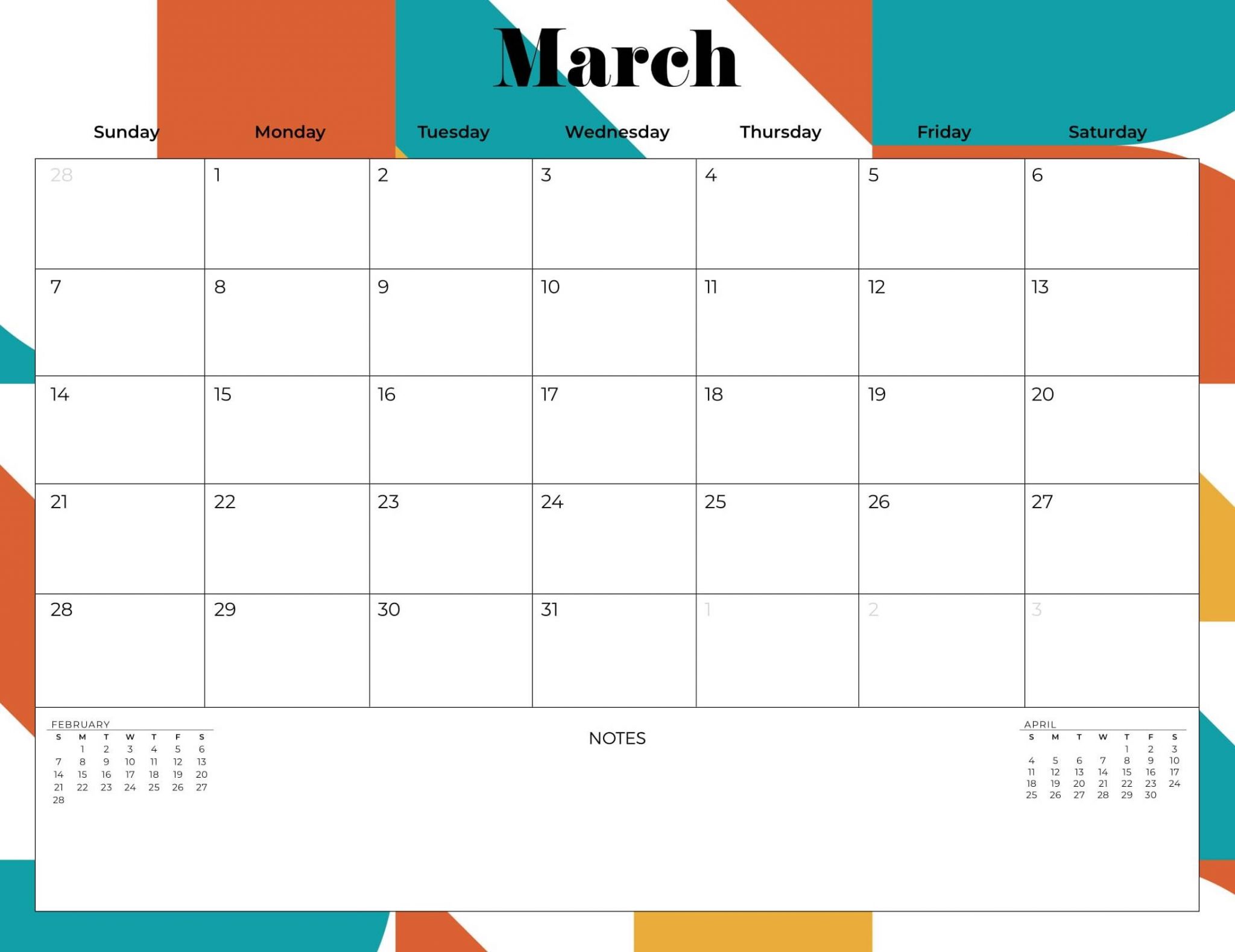 calendar 2021 march