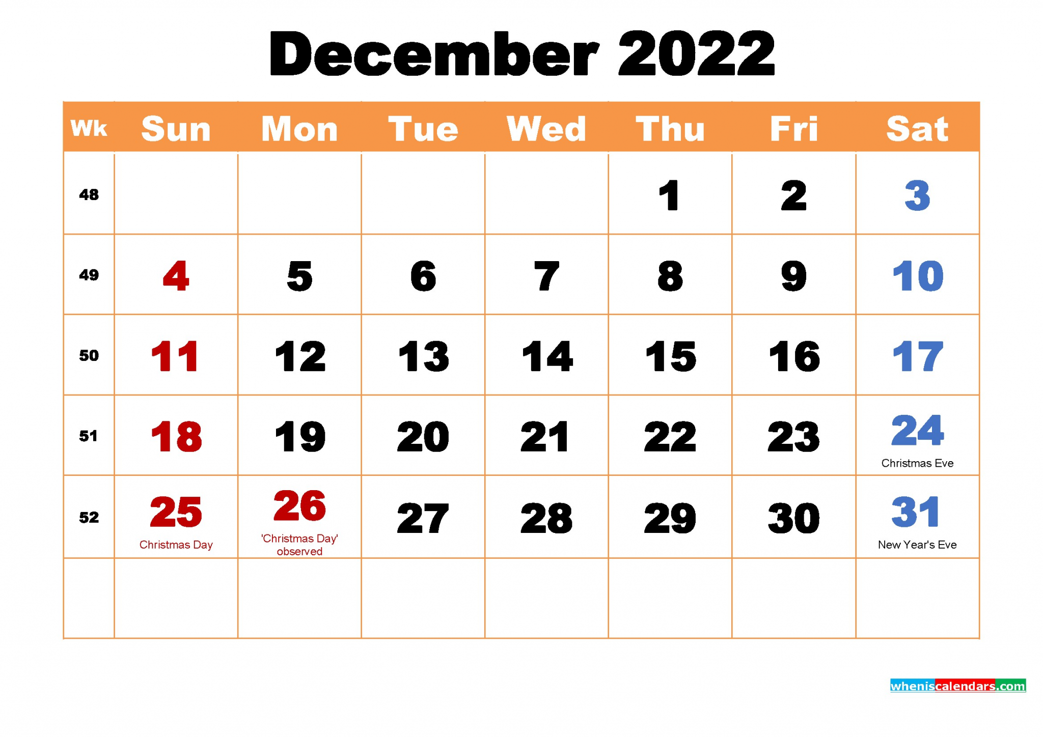 free december 2022 monthly calendar printable holidays arialblk 7 m22h84