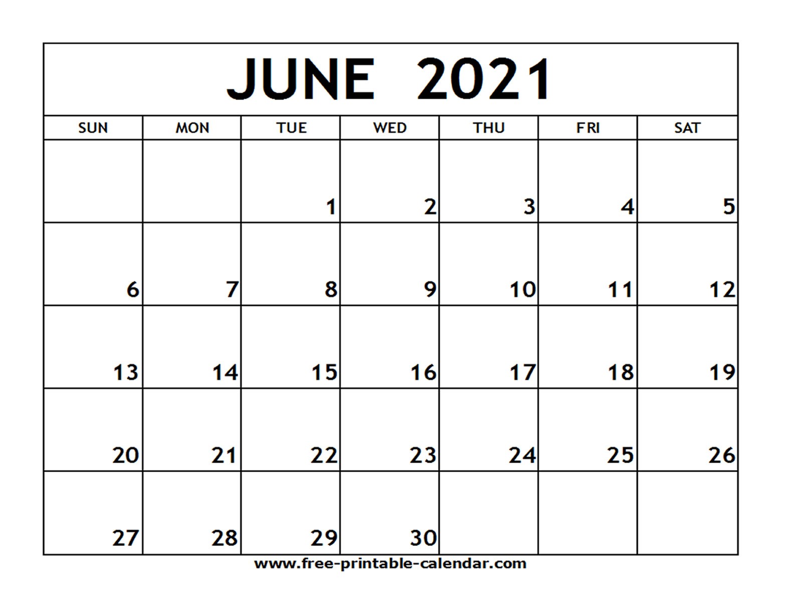 Editable June 2021 Calendar | Free Printable Calendar Monthly